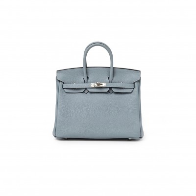 HERMES MASTER TOGO LEATHER BIRKIN BLEU LIN 30 SILVER BUCKLE HANDBAG (30*24*15cm)